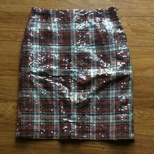 Cremieux sequin plaid skirt